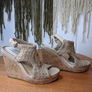 Boho Woven Wedge Sandals Size 8 Brown